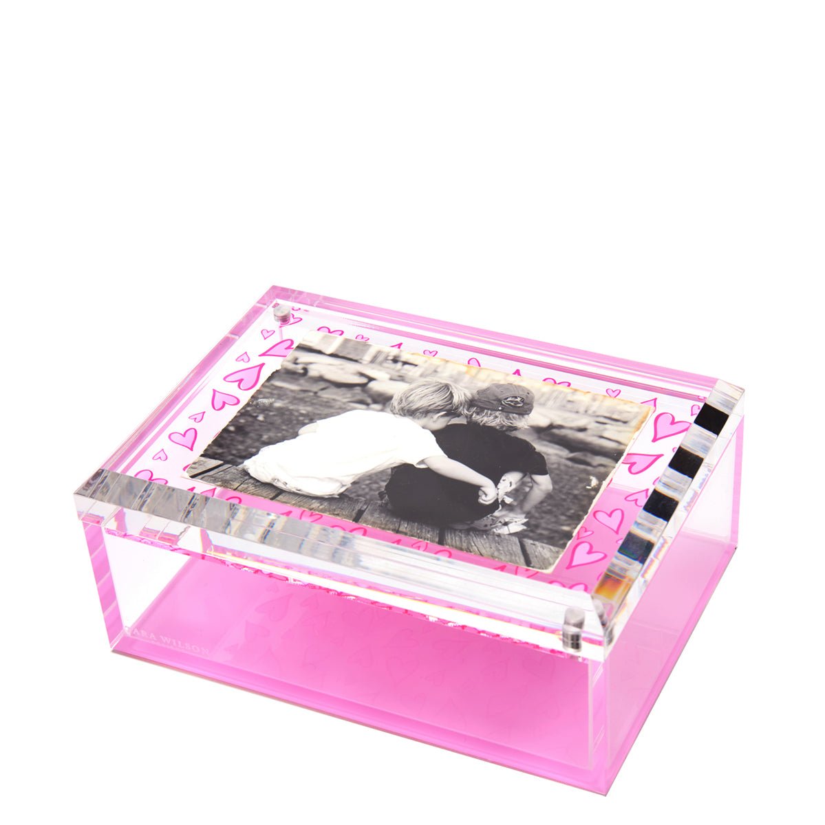 Pink Heart Acrylic 5" x 7" Photo Box - Tara Wilson Designs