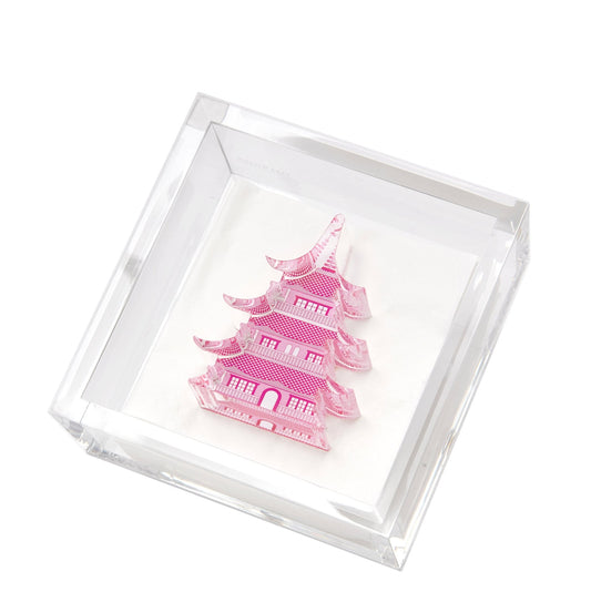 Pink Pagoda Acrylic Cocktail Napkin Holder - Tara Wilson Designs