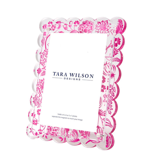 Pink Toile Acrylic Scallop Frame - Tara Wilson Designs