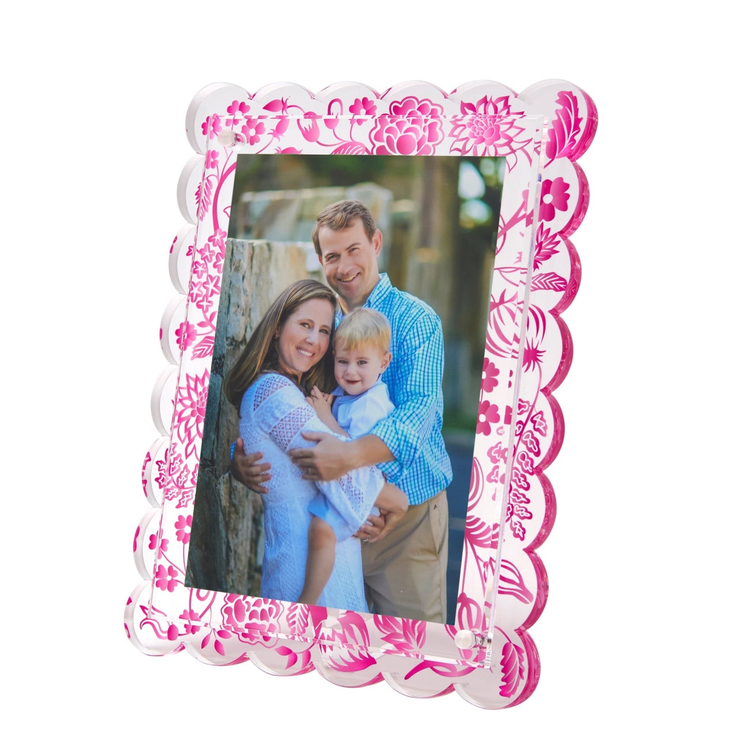 Pink Toile Acrylic Scallop Frame - Tara Wilson Designs