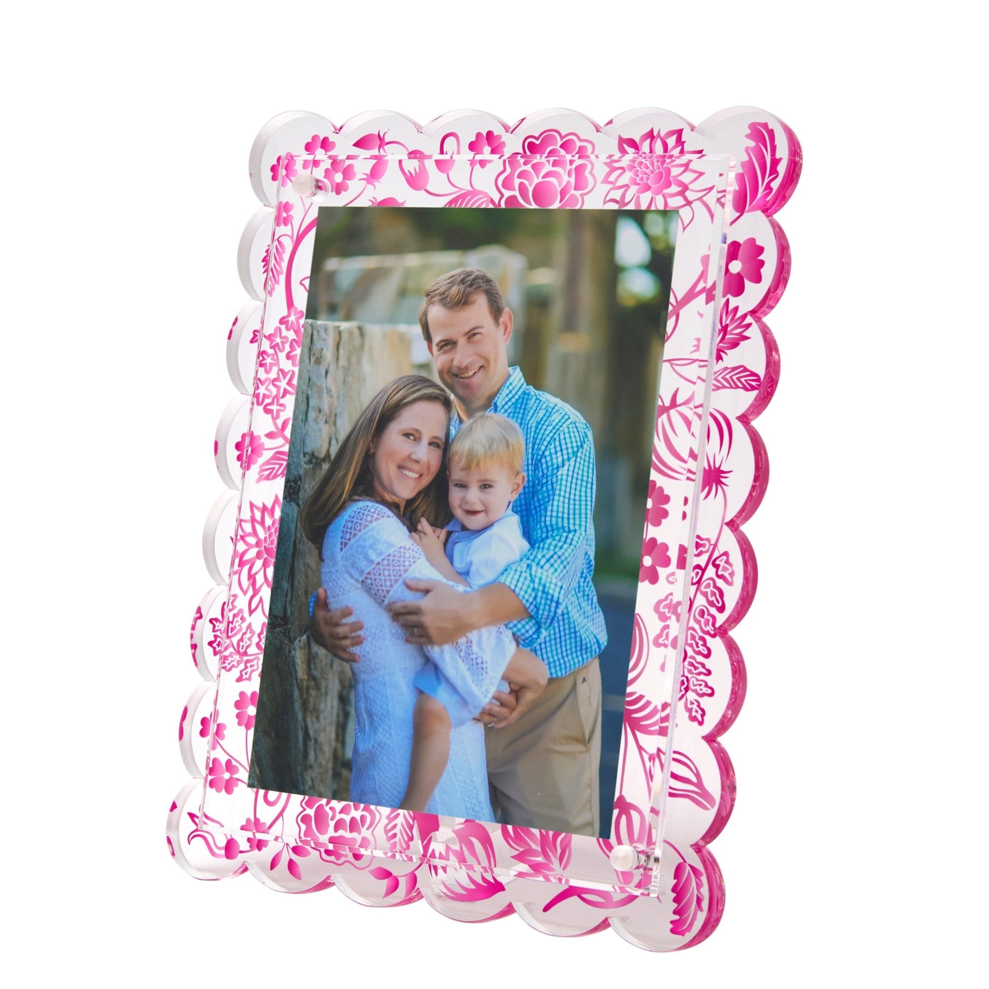 Pink Toile Acrylic Scallop Frame - Tara Wilson Designs