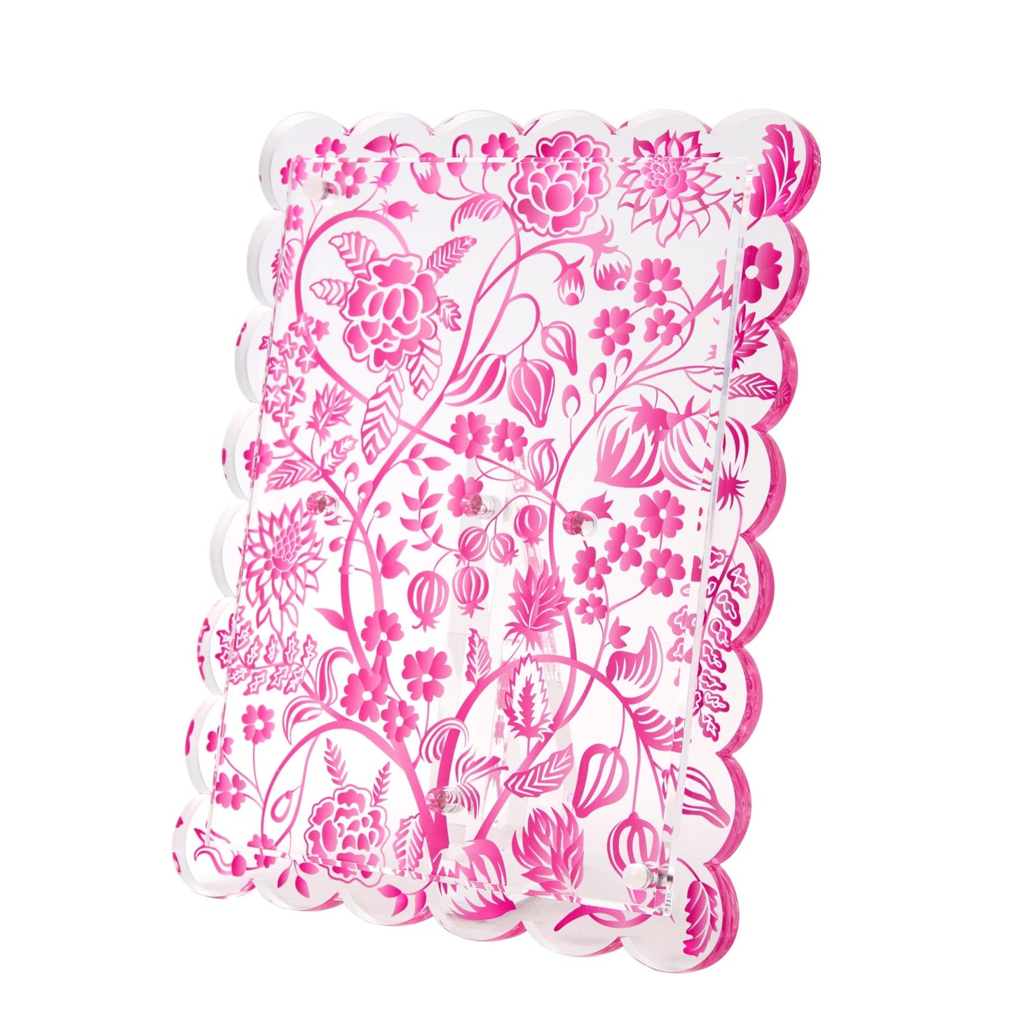 Pink Toile Acrylic Scallop Frame - Tara Wilson Designs
