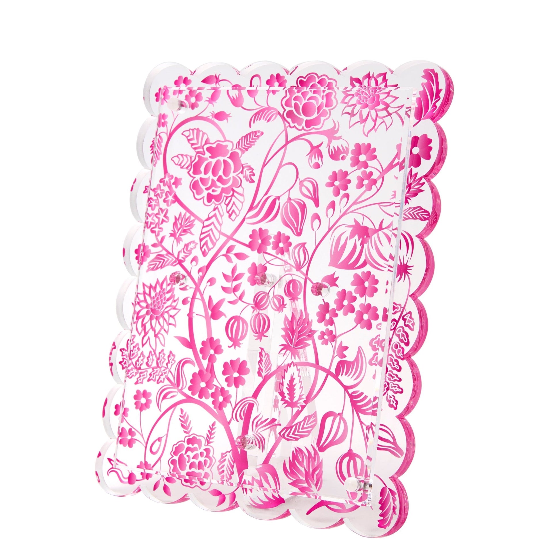 Pink Toile Acrylic Scallop Frame - Tara Wilson Designs