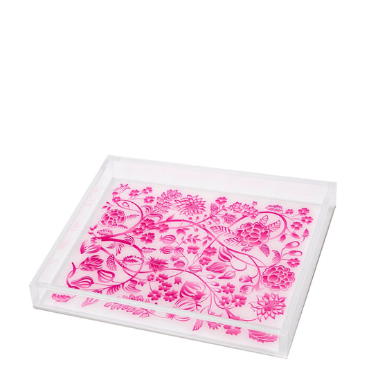 Pink Toile Acrylic Tray - Tara Wilson Designs