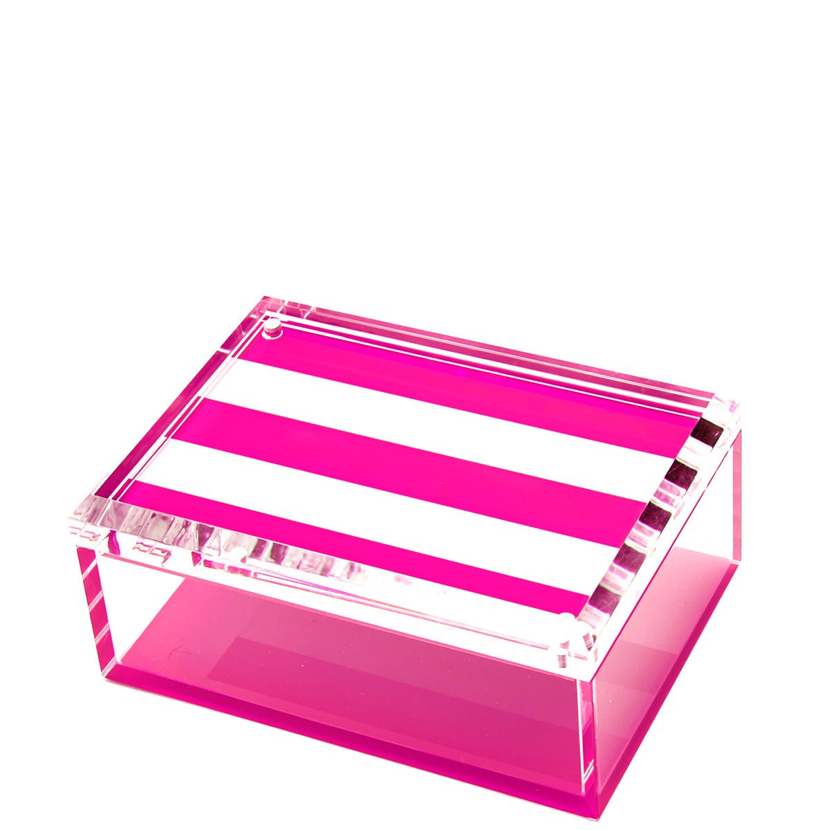 Pink & White Stripe Acrylic 5" x 7" Photo Box - Tara Wilson Designs