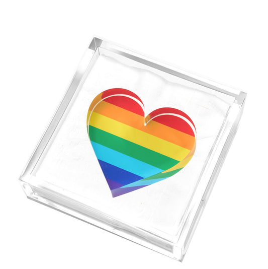 Rainbow Heart Acrylic Cocktail Napkin Holder - Tara Wilson Designs