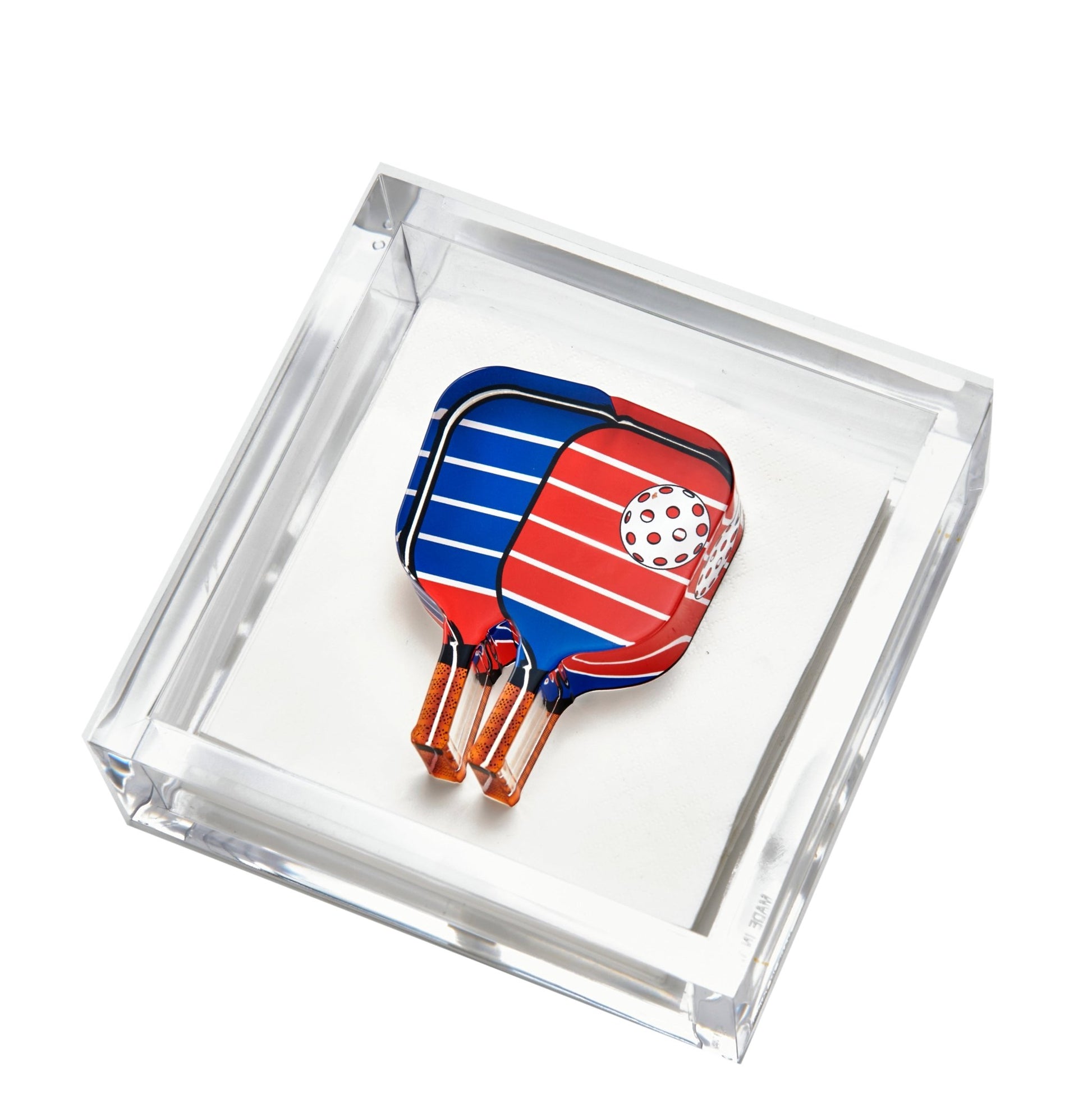 Red & Blue Pickleball Acrylic Cocktail Napkin Holder - Tara Wilson Designs