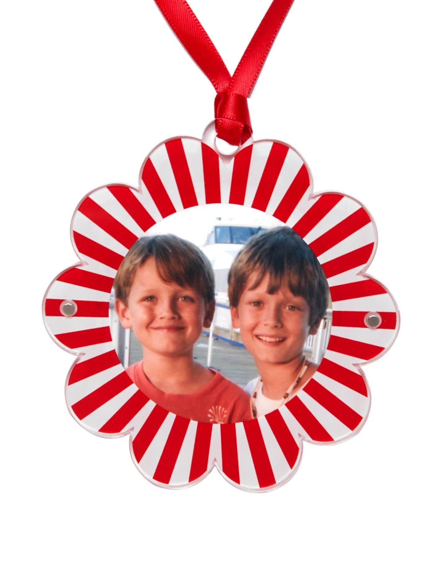 Red & White Acrylic Double - Sided Daisy Ornament - Tara Wilson Designs