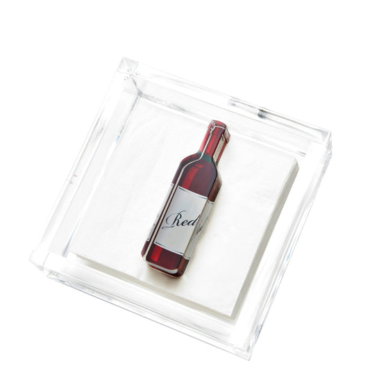 Red Wine Bottle Acrylic Cocktail Napkin Holder - Tara Wilson Designs