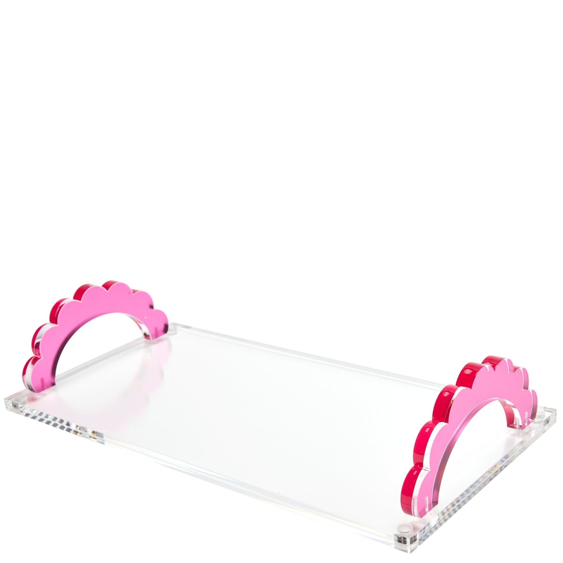 Rose Acrylic Scallop Handle Photo Tray - Tara Wilson Designs