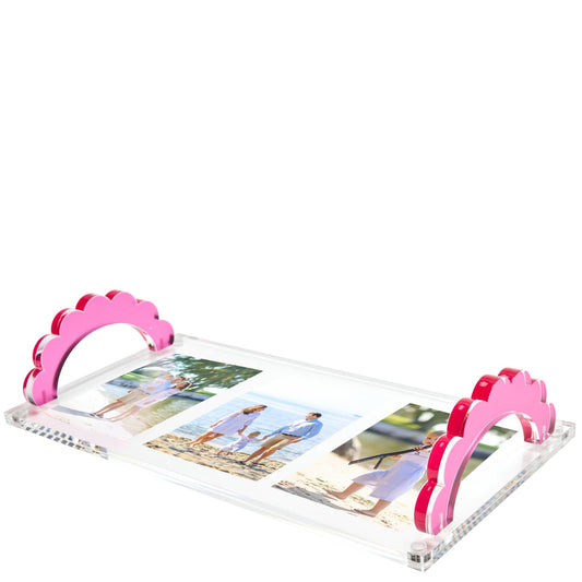 Rose Acrylic Scallop Handle Photo Tray - Tara Wilson Designs