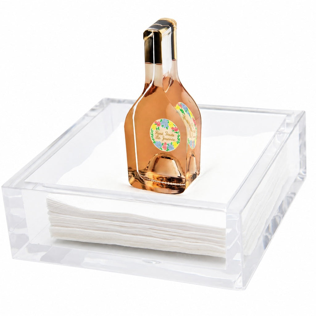 French Rose Acrylic Cocktail Napkin Holder