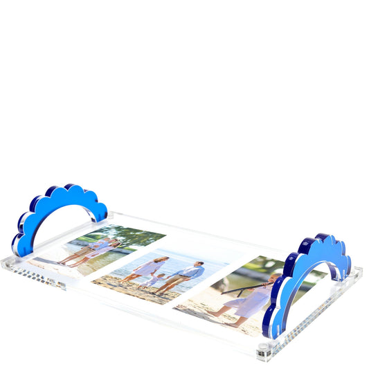 Sapphire Acrylic Scallop Handle Photo Tray - Tara Wilson Designs