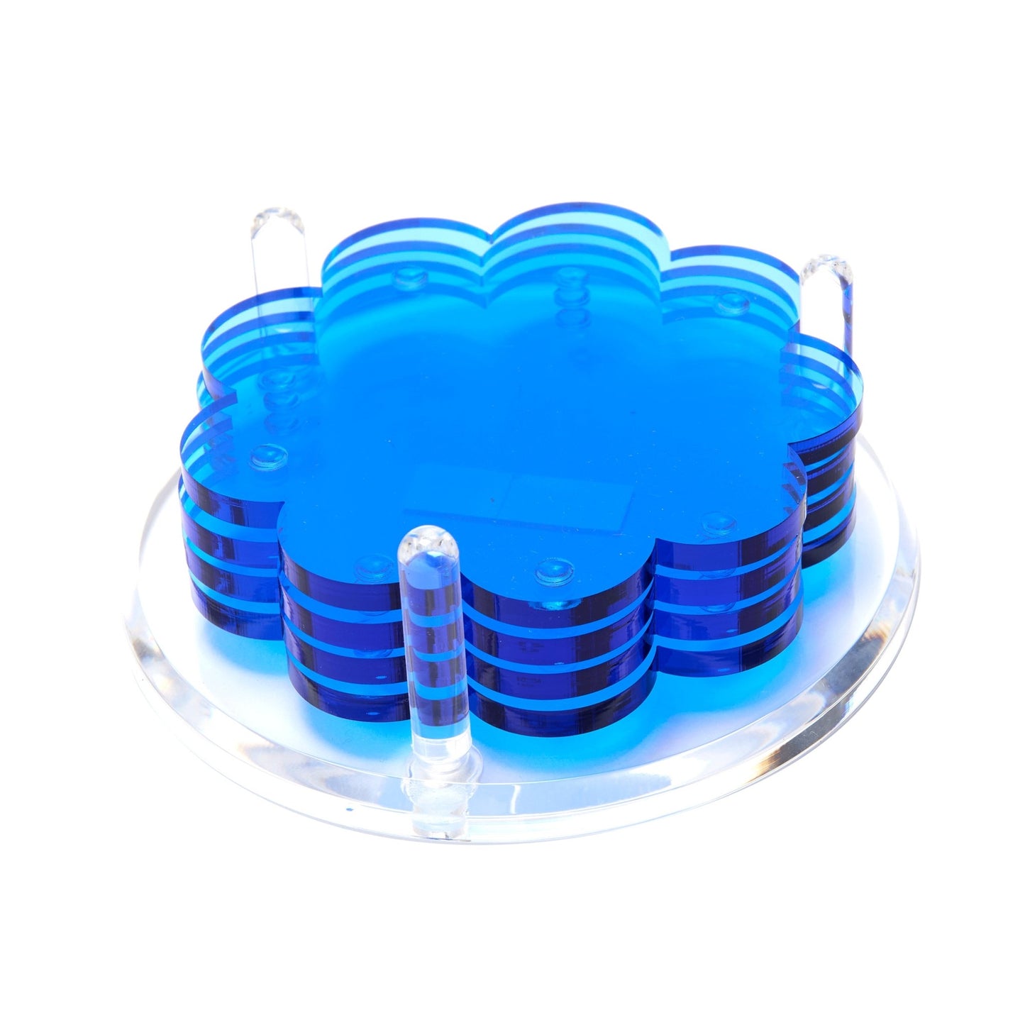 Sapphire Blue Acrylic Scallop Drink Coasters - Tara Wilson Designs