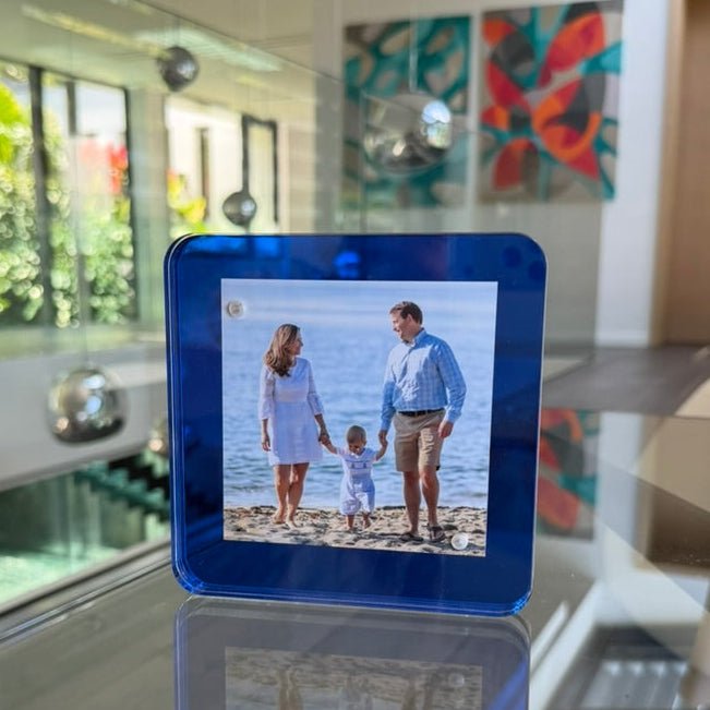 Sea Glass Blue Acrylic 4" x 4" Flip Frame - Tara Wilson Designs