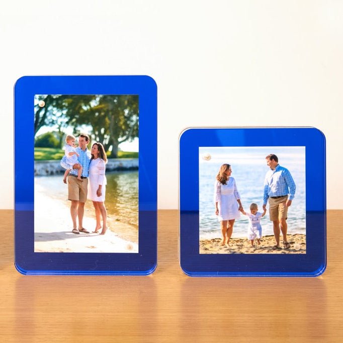 Sea Glass Blue Acrylic 4" x 4" Flip Frame - Tara Wilson Designs