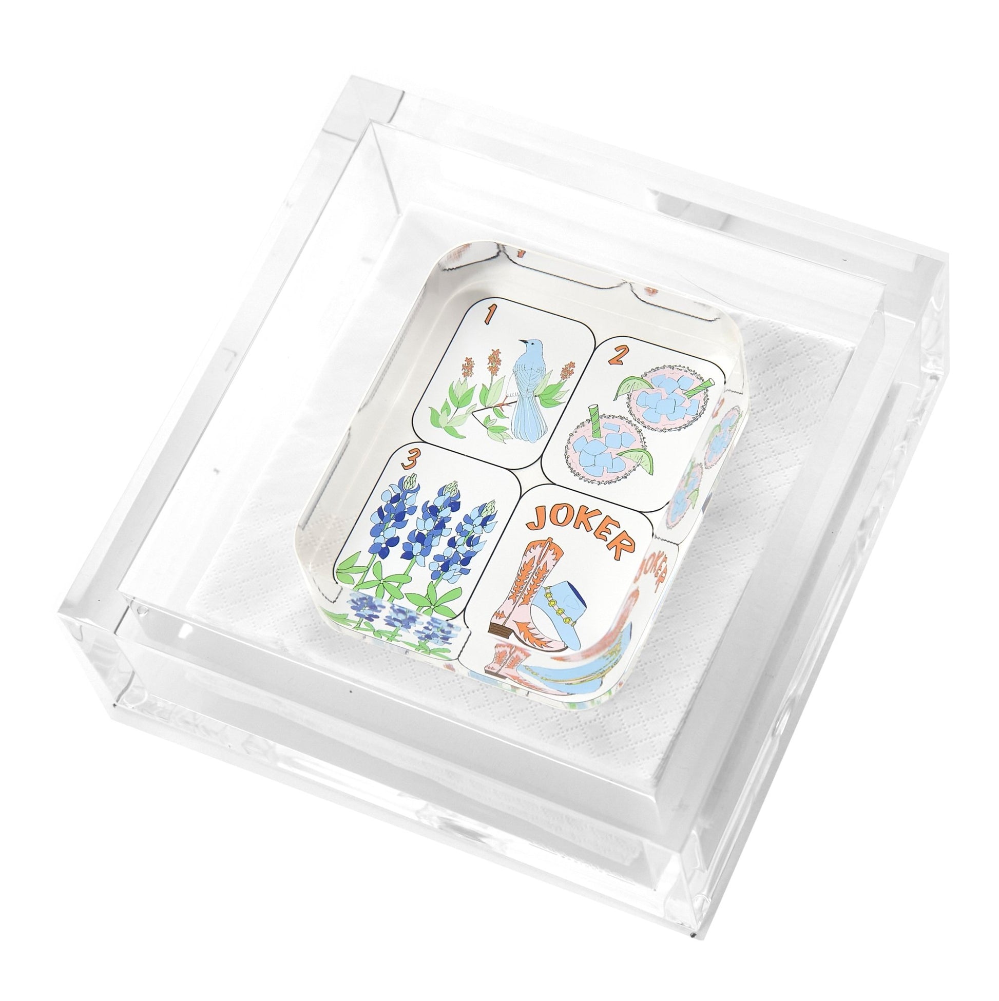 Texas Mahjong Tiles Acrylic Cocktail Napkin Holder - Tara Wilson Designs