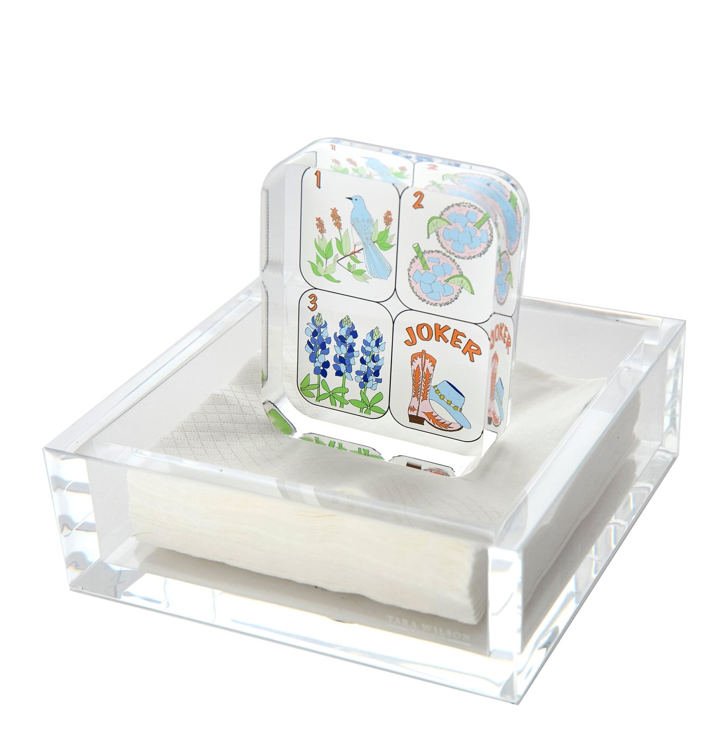 Texas Mahjong Tiles Acrylic Cocktail Napkin Holder - Tara Wilson Designs