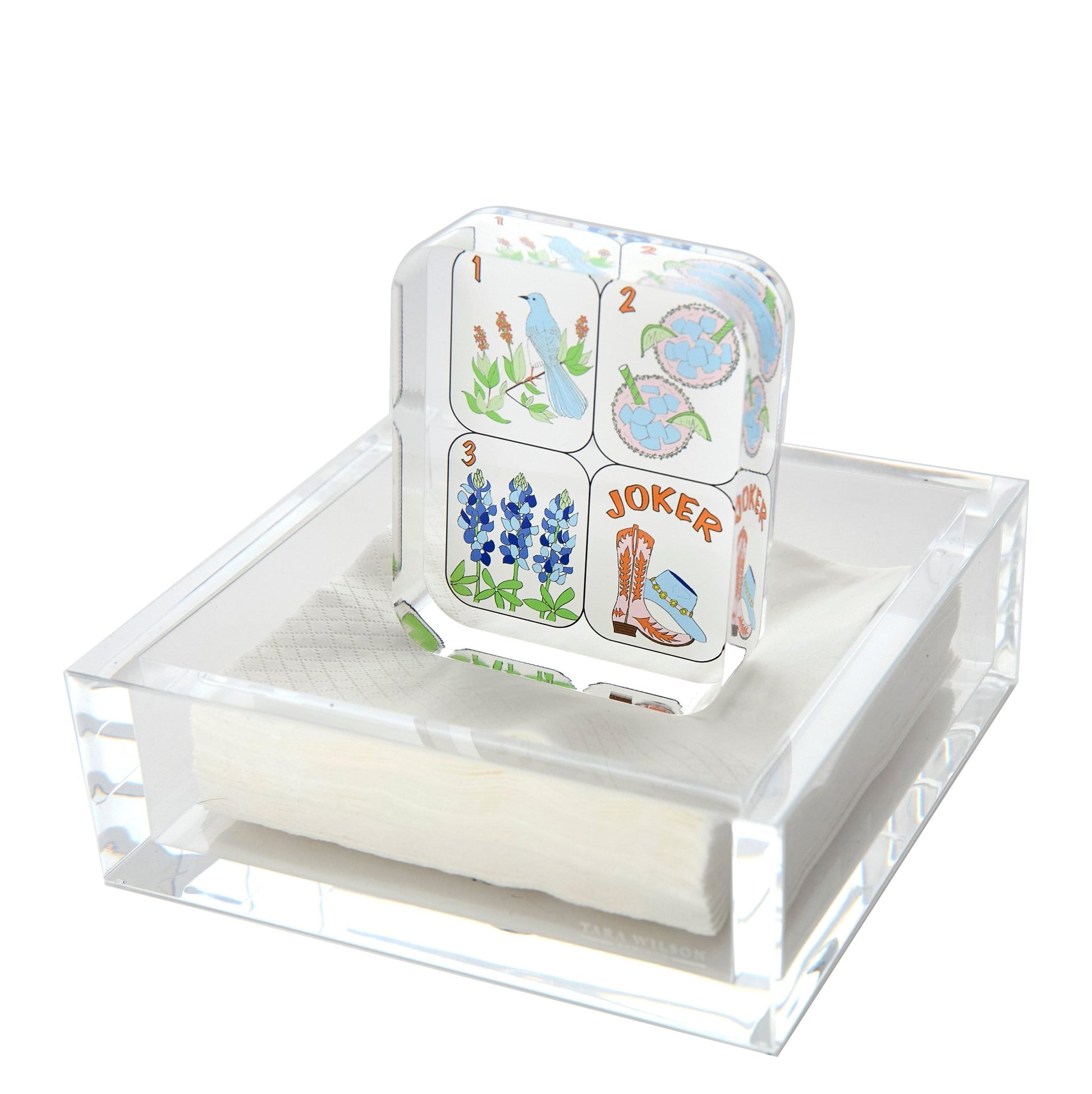 Texas Mahjong Tiles Acrylic Cocktail Napkin Holder - Tara Wilson Designs