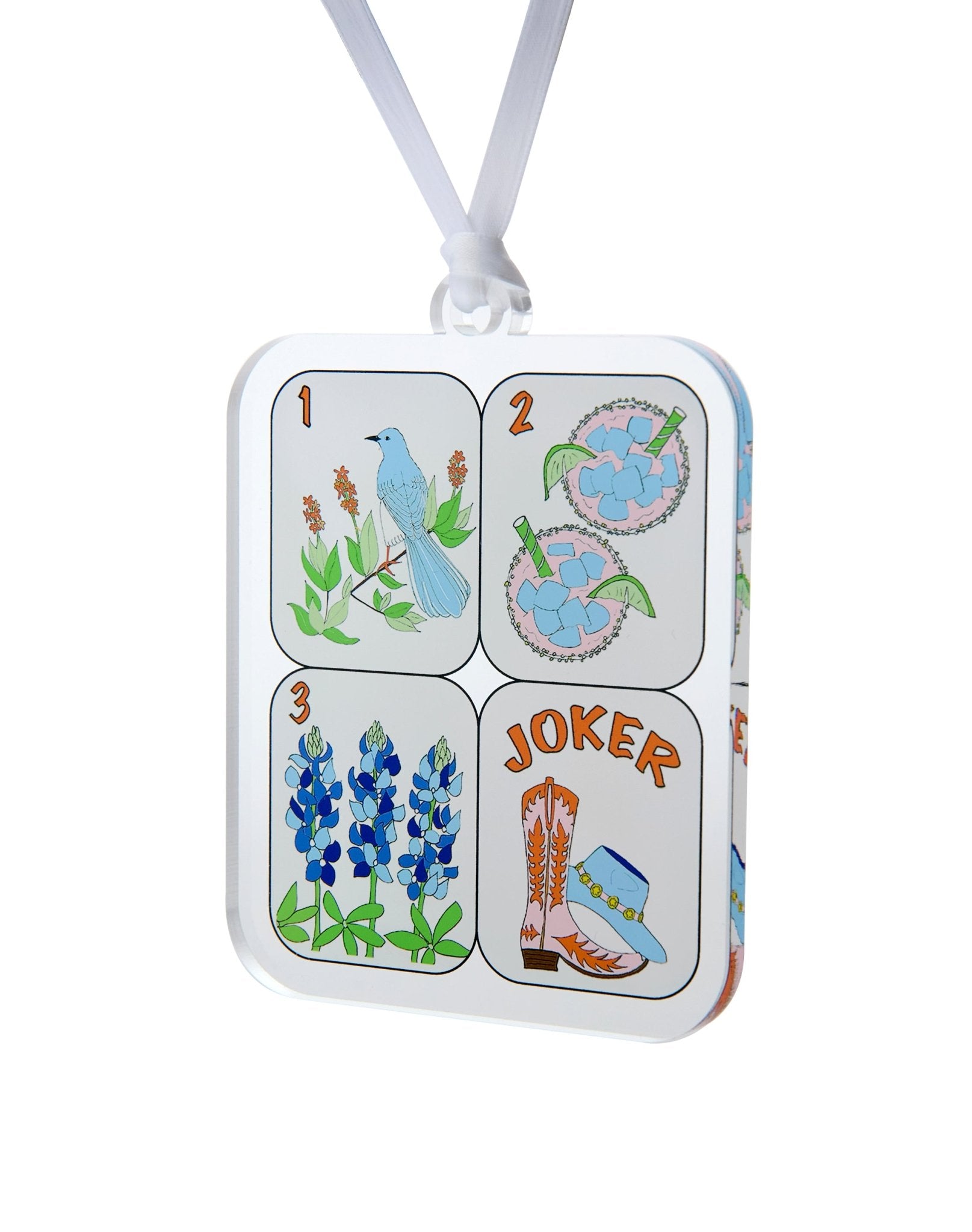 Texas Mahjong Tiles Acrylic Ornament - Tara Wilson Designs