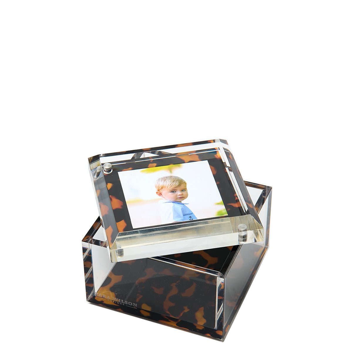 Tortoise Acrylic 4" x 4" Photo Box - Tara Wilson Designs