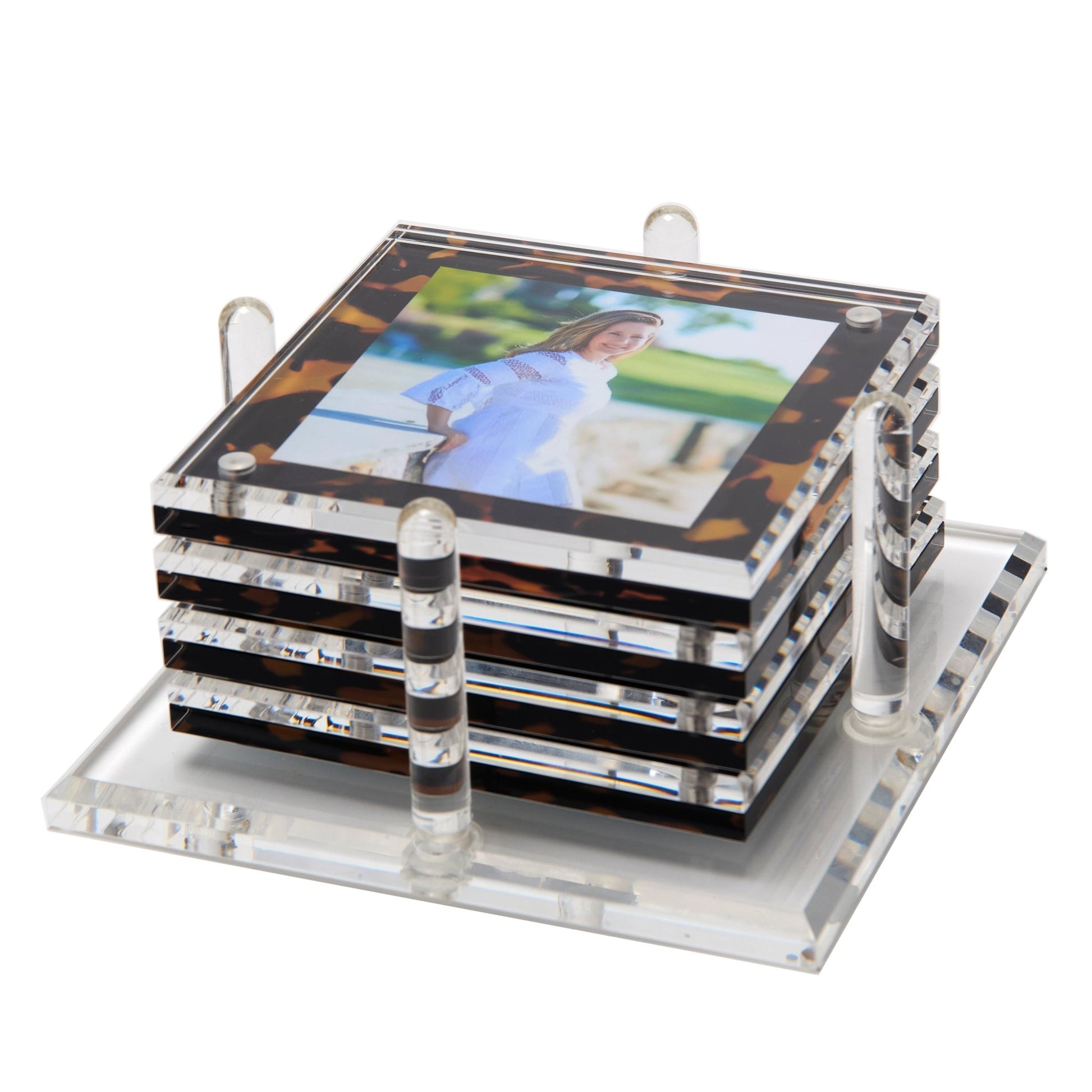 Tortoise Acrylic Photo Drink Coasters - Tara Wilson Designs