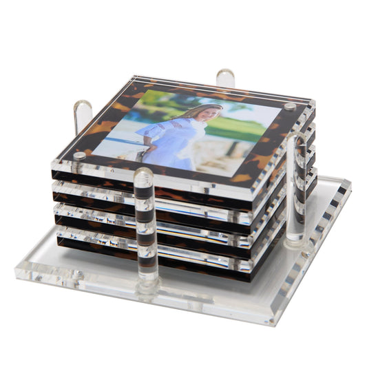 Tortoise Acrylic Photo Drink Coasters - Tara Wilson Designs