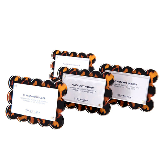 Tortoise Acrylic Scallop Place Card Holder (Set of 4) - Tara Wilson Designs