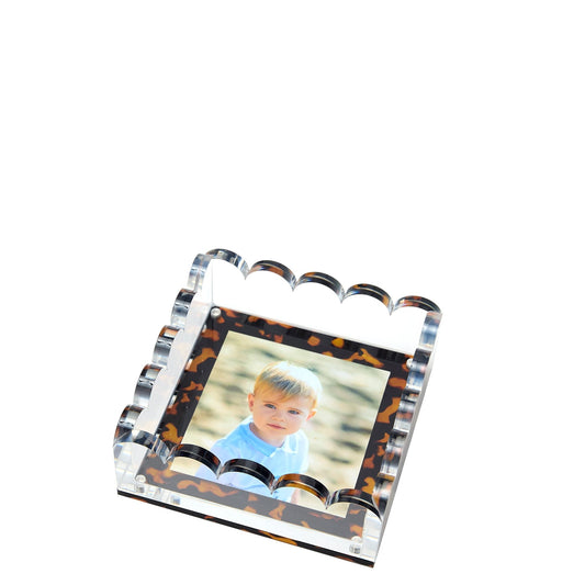 Tortoise Acrylic Small Scallop Photo Tray - Tara Wilson Designs