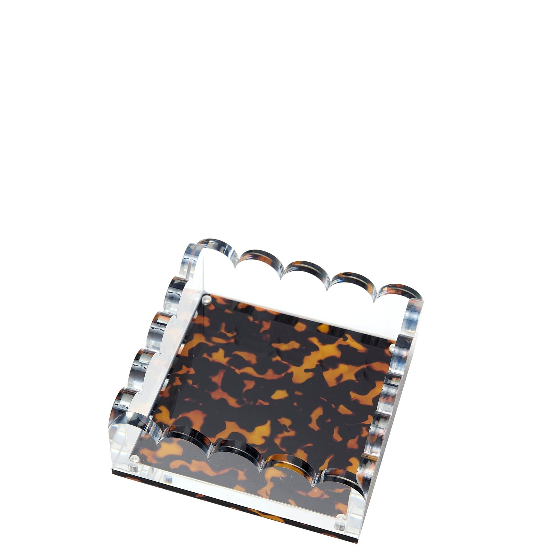 Tortoise Acrylic Small Scallop Photo Tray - Tara Wilson Designs