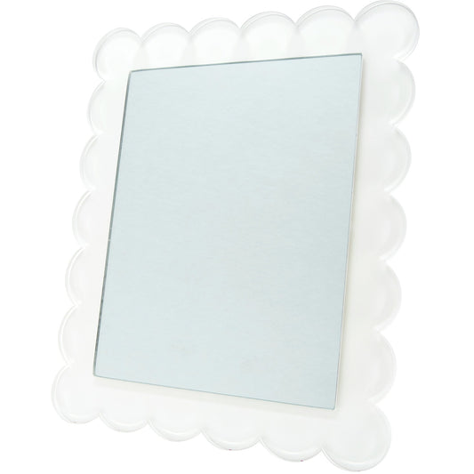 White Acrylic 11" x 13" Scallop Mirror - Tara Wilson Designs