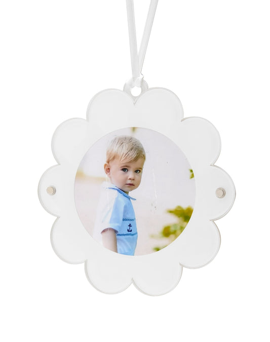 White Acrylic Double - Sided Daisy Ornament - Tara Wilson Designs
