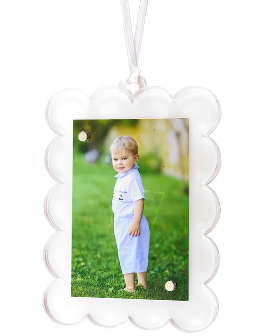 White Acrylic Double - Sided Scallop Ornament - Tara Wilson Designs
