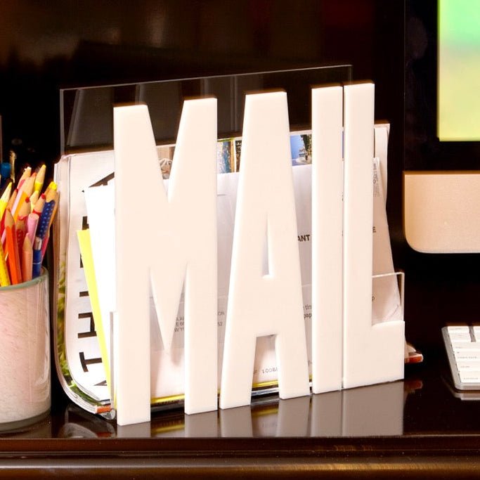 White Acrylic Mail Holder - Tara Wilson Designs