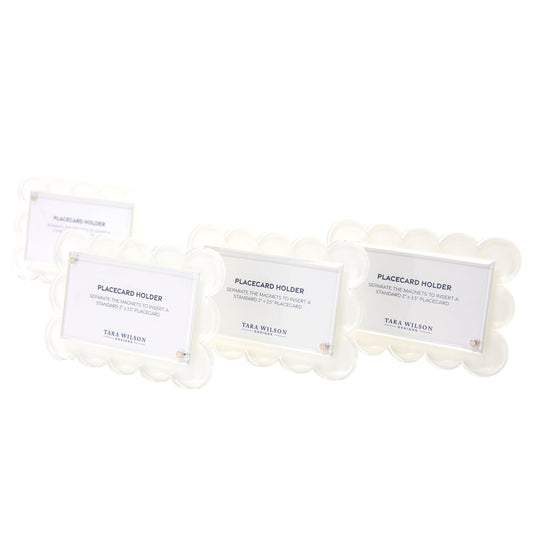 White Acrylic Scallop Place Card Holder (Set of 4) - Tara Wilson Designs
