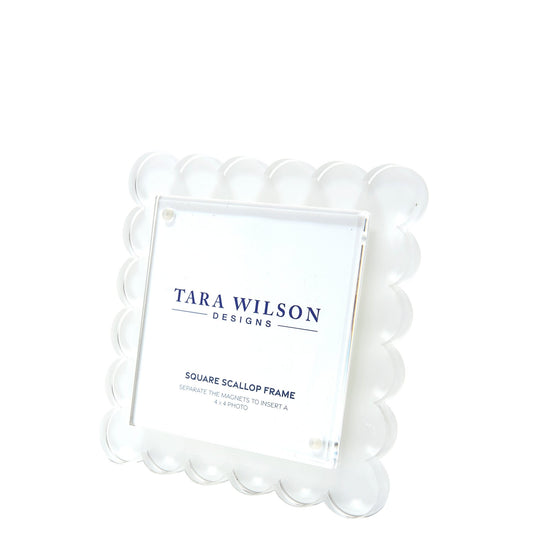 White Acrylic Square Scallop Frame - Tara Wilson Designs