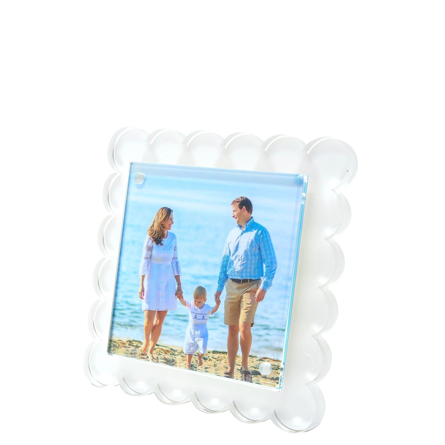 White Acrylic Square Scallop Frame - Tara Wilson Designs