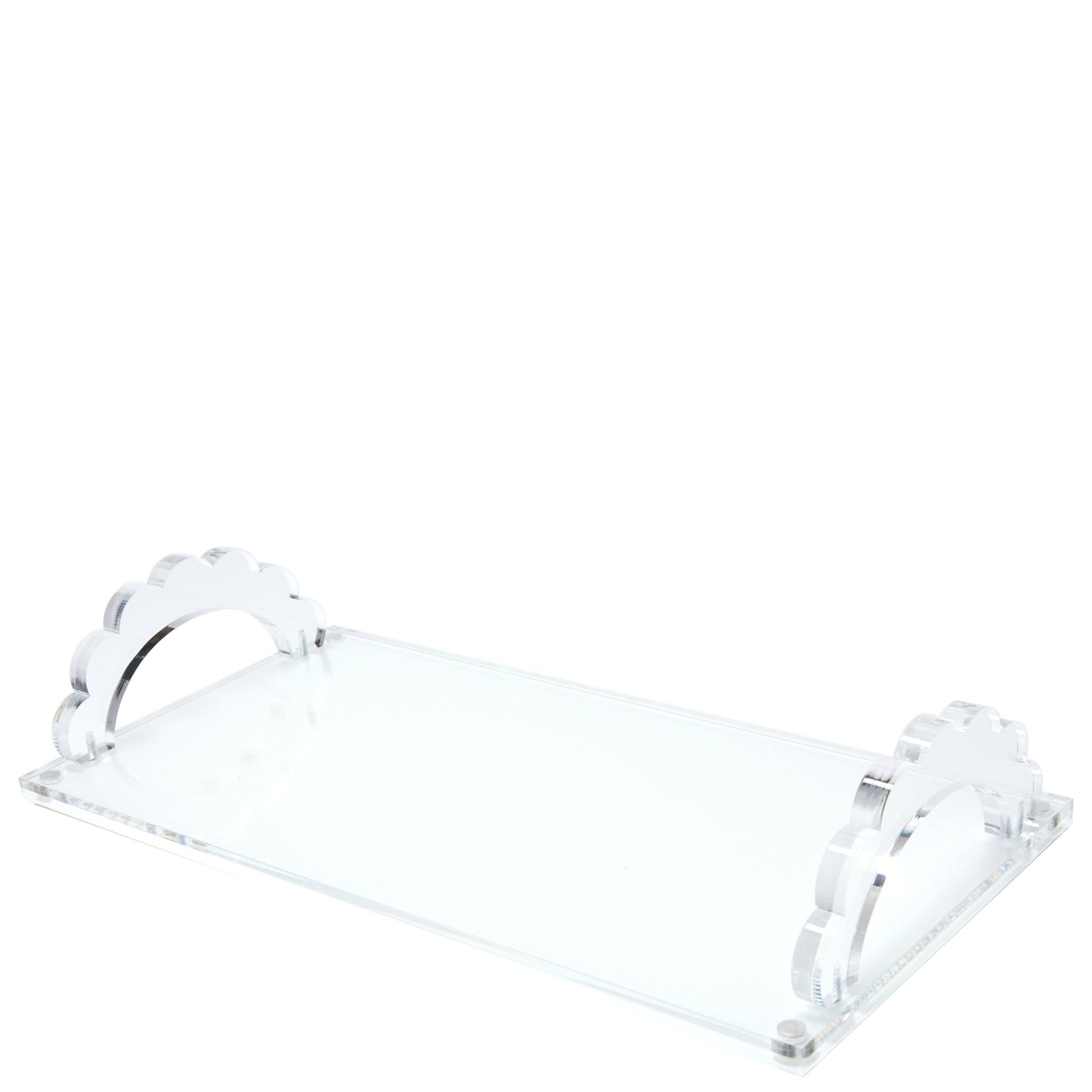 White Base Acrylic Scallop Handle Photo Tray - Tara Wilson Designs
