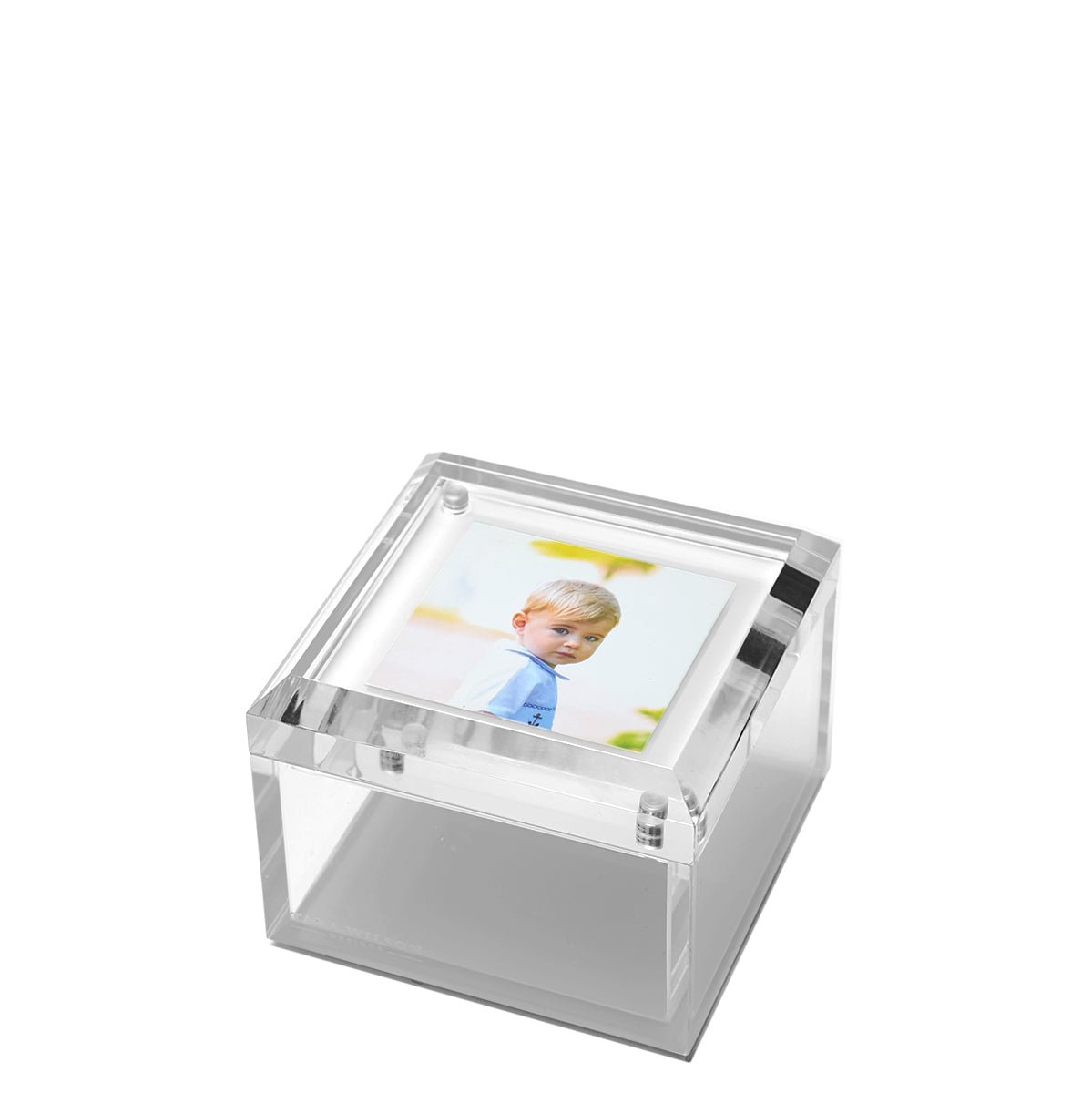 White Printed Acrylic 4" x 4" Photo Box - Tara Wilson Designs