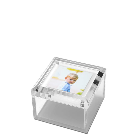White Printed Acrylic 4" x 4" Photo Box - Tara Wilson Designs
