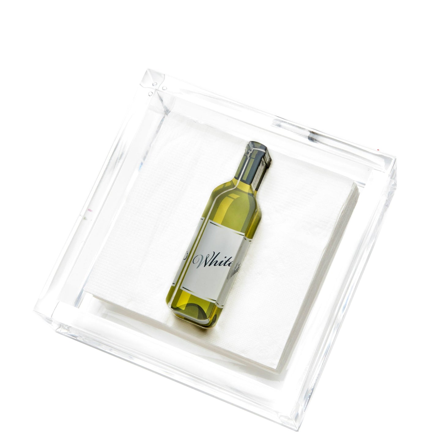 White Wine Bottle Acrylic Cocktail Napkin Holder - Tara Wilson Designs