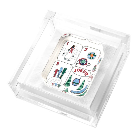 Winter Mahjong Tiles Acrylic Cocktail Napkin Holder - Tara Wilson Designs