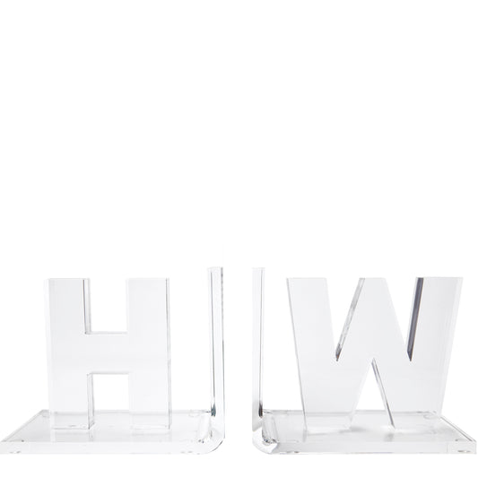 BOOKENDS - PERSONALIZED THICK CLEAR INITIALS