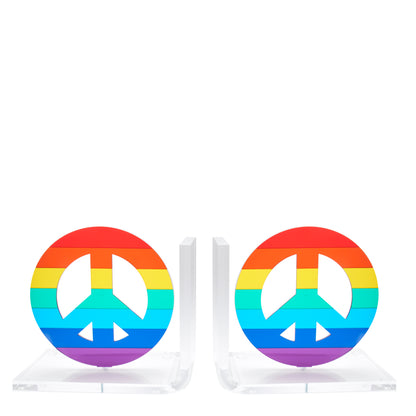 BOOKENDS - MIRROR PEACE SIGN (RAINBOW COLORS)