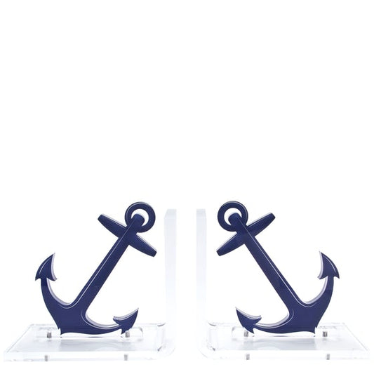 Blue Anchor Acrylic Bookends - Tara Wilson Designs