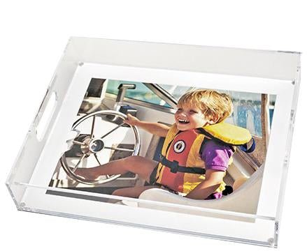 Clear Acrylic 13" x 16" Photo Tray with White Mat - Tara Wilson Designs