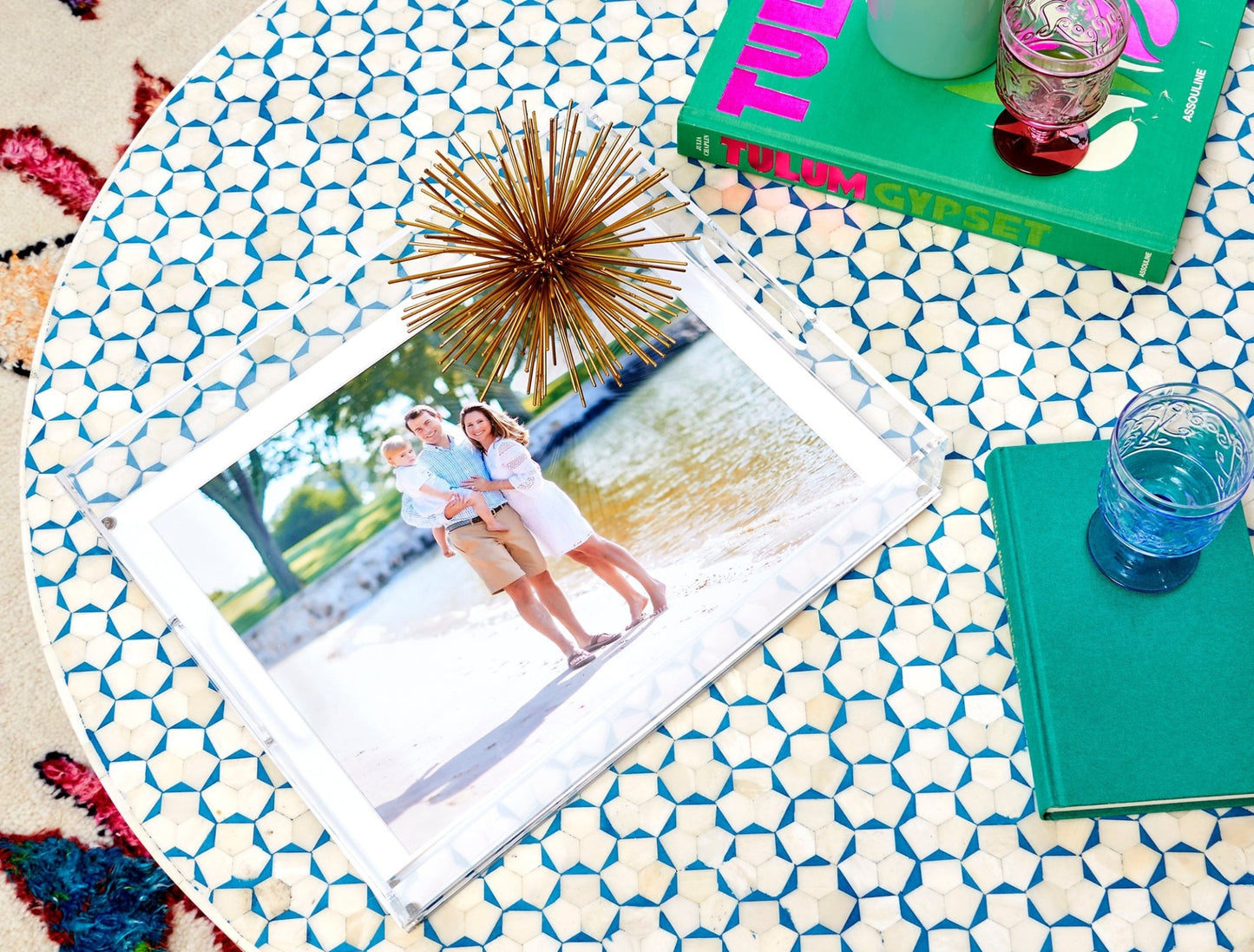 Clear Acrylic 13" x 16" Photo Tray with White Mat - Tara Wilson Designs