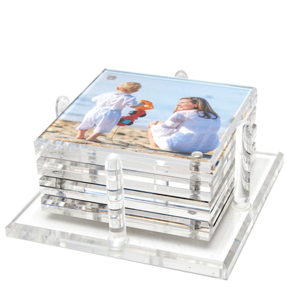 Clear Acrylic Photo Drink Coasters - Tara Wilson Designs
