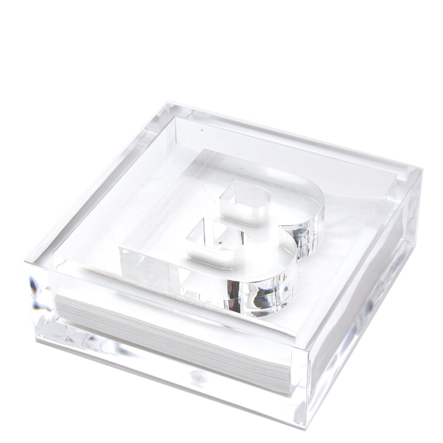Clear B Acrylic Napkin Weight - Tara Wilson Designs