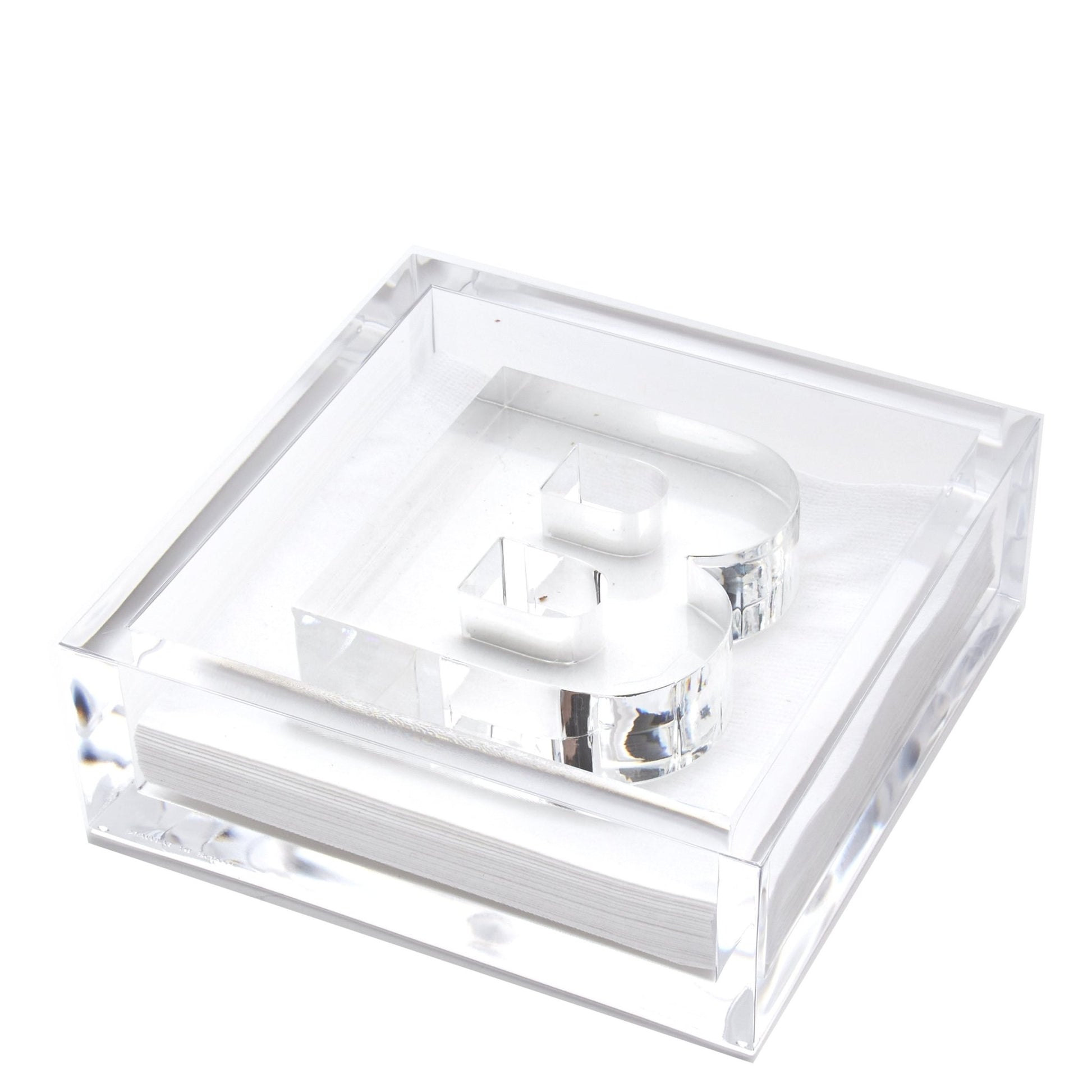 Clear B Acrylic Napkin Weight - Tara Wilson Designs